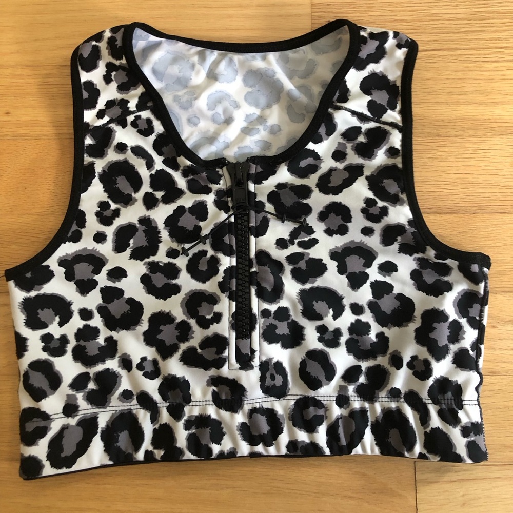 Adam Selman cheetah print sports crop top